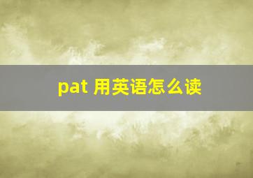 pat 用英语怎么读